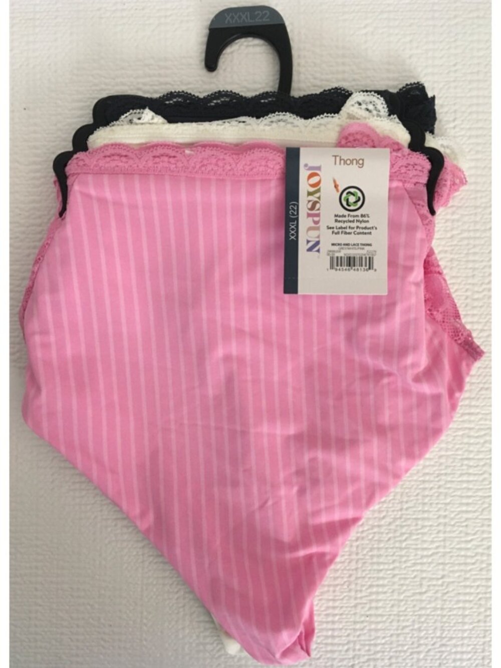 Joyspun 3 Pack Micro Lace Thongs Underwear Size XXXL 22 Pink White Black New